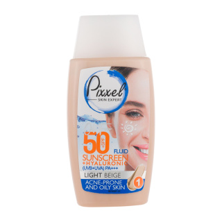 ضد آفتاب رنگی پیکسل با Spf50 مناسب پوست چرب و جوش دار حجم 50 میلی لیتر